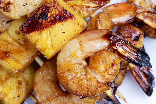 Wiri Fire Grilled Shrimp Skewers. Pineapple Jalapeño Salsa - Wiri Fire Hot Sauce