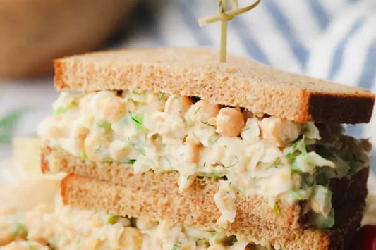 Spicy Vegan Chickpea Salad Sandwich - Wiri Fire Hot Sauce